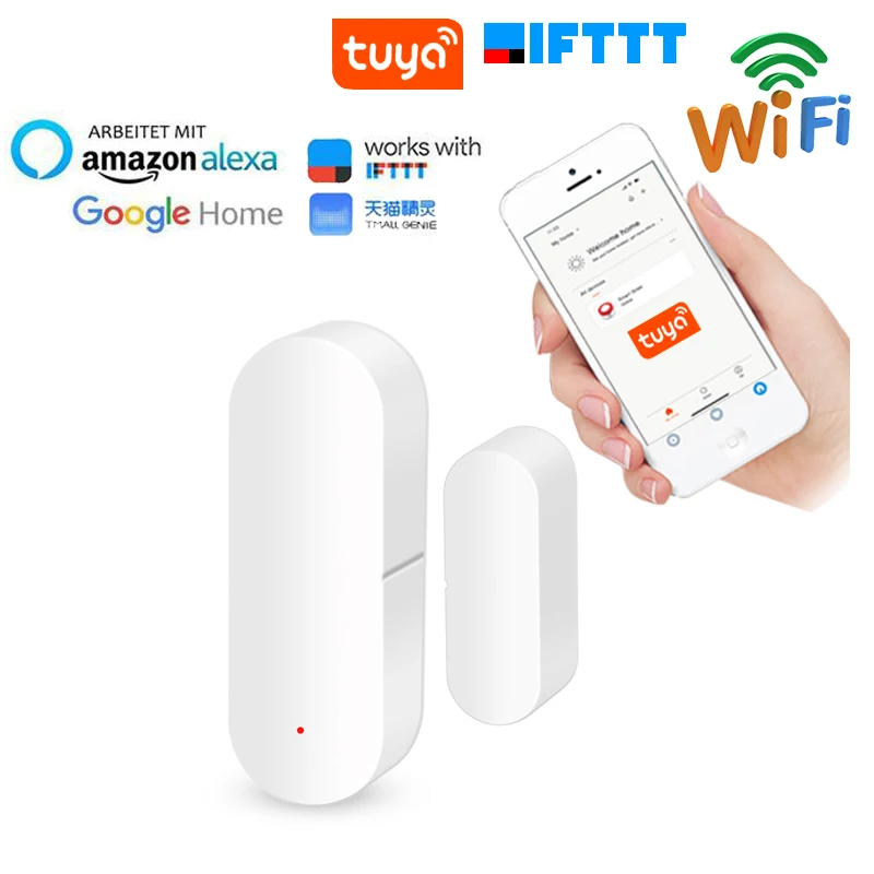 

Tonbux Door Window Smart Detector Security Sensor WiFi App Notification Alerts Battery Operated Tuya Support Alexa google Home