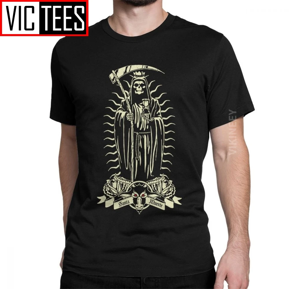 Santa Muerte Camiseta Hombre Santa Muerte Goth camiseta mexicano Muerte  madre calavera moda algodón|Camisetas| - AliExpress