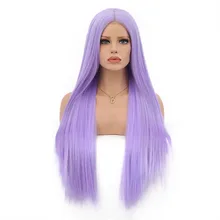 RONGDUOYI длинный прямой синтетический парик со средней частью фиолетовый жаропрочных волокон волос естественная линия волос парик фронта шнурка косплей