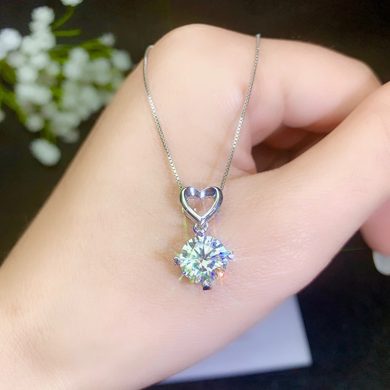 BOEYCJR 925 серебро 0.5ct/1ct/2ct/3ct F цвет Moissanite VVS помолвка Свадебная подвеска, ожерелье для женщин Подарок на годовщину