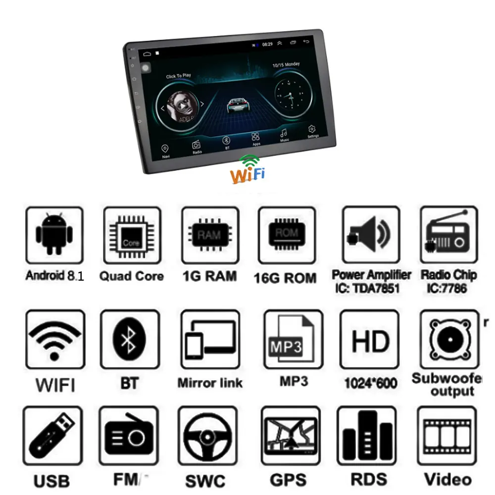 10," Автомобильный мультимедийный плеер 2 din Android автомобильный стерео радио Bluetooth wifi Аудио Mirrorlink MP5 плеер с задней камерой