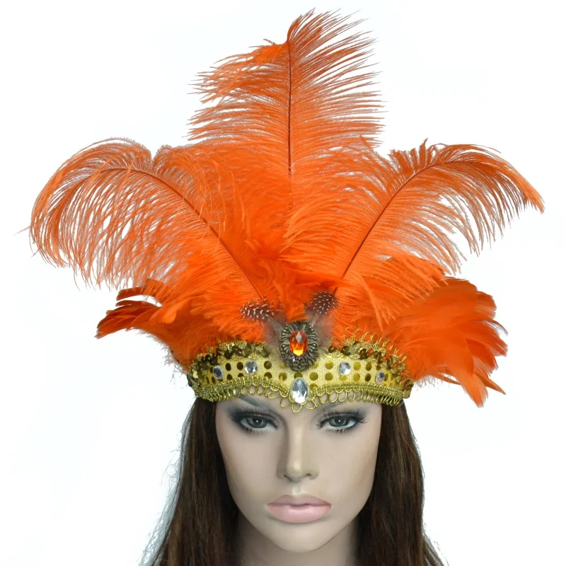 Belly dance headdress Halloween supplies dance performance feather headdress Christmas female headwear Props Feather for Lady