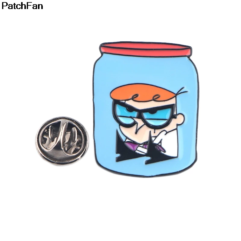 A2492 Patchfan Dexter's Lab эмалированные булавки броши ювелирные изделия Мультфильм Дети Девушки рубашка пальто DIY украшения одежды аксессуары значок