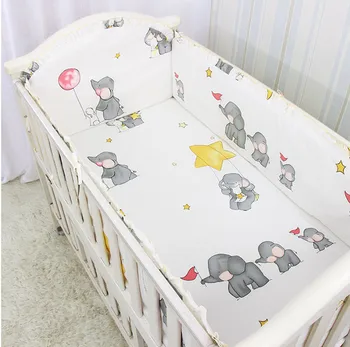 5 uds juego de cama para bebé cuna paragolpes de algodón ropa de cama cuna bebe invierno juegos de cama desmontables decoración de la cama,(4 parachoques + sábana)