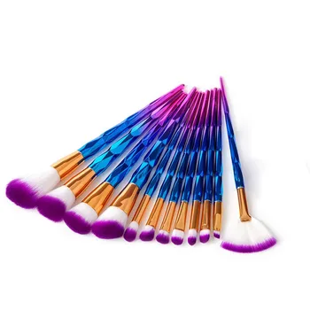 

12Pcs Diamond Fish Tail Makeup Brush Set Dazzle Glitter Big Fish Tail Foundation Powder Brushes Cosmetic Tools