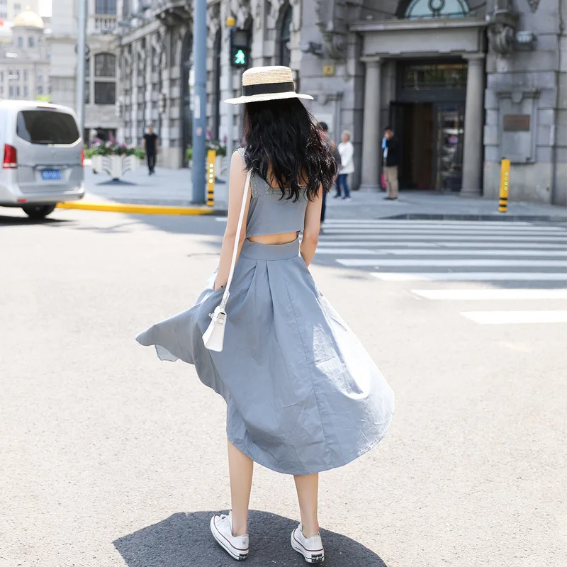 

Dress Women's 2020 New Style Summer Midriff Students Hipster Scheming Sleeveless Very Fairy Gentle Strap Dress