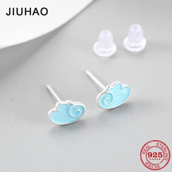 

Authentic Blue clouds Fashion 925 Sterling Silver Enamel Stud Earrings for Women Silver Small Earrings Fine Jewelry brincos