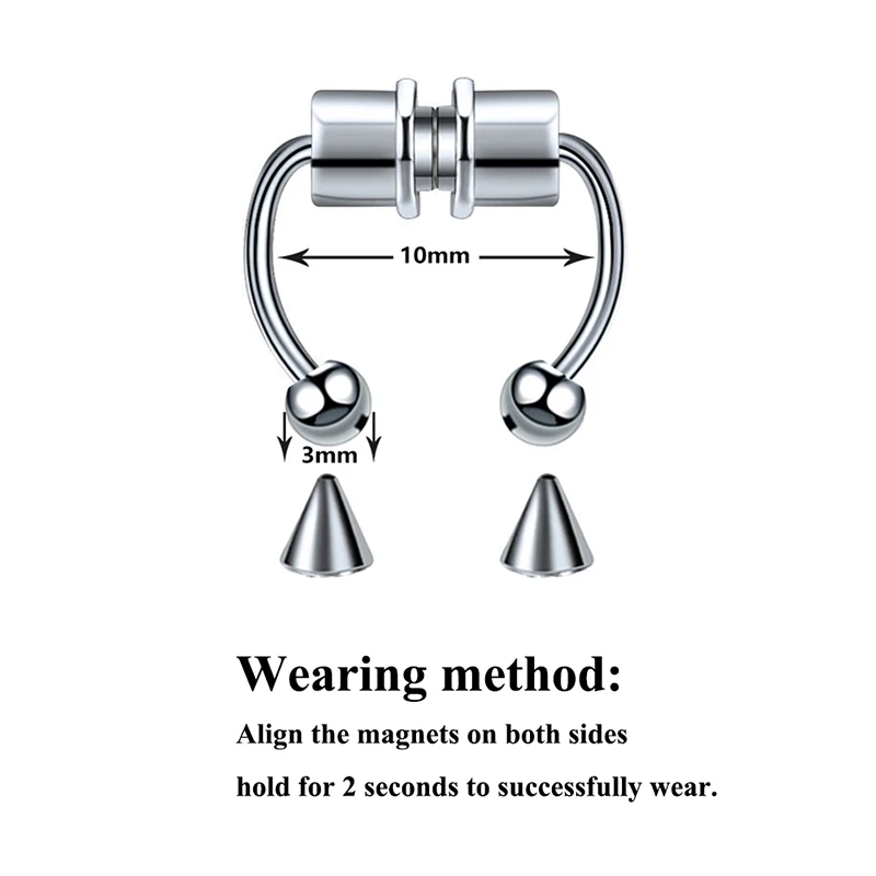 Fake Nose Ring Non Piercing Horseshoe Septum Piercing Magnetic Hoop Stainless Steel Reusable Magnet Punk for Women Jewelry Gifts