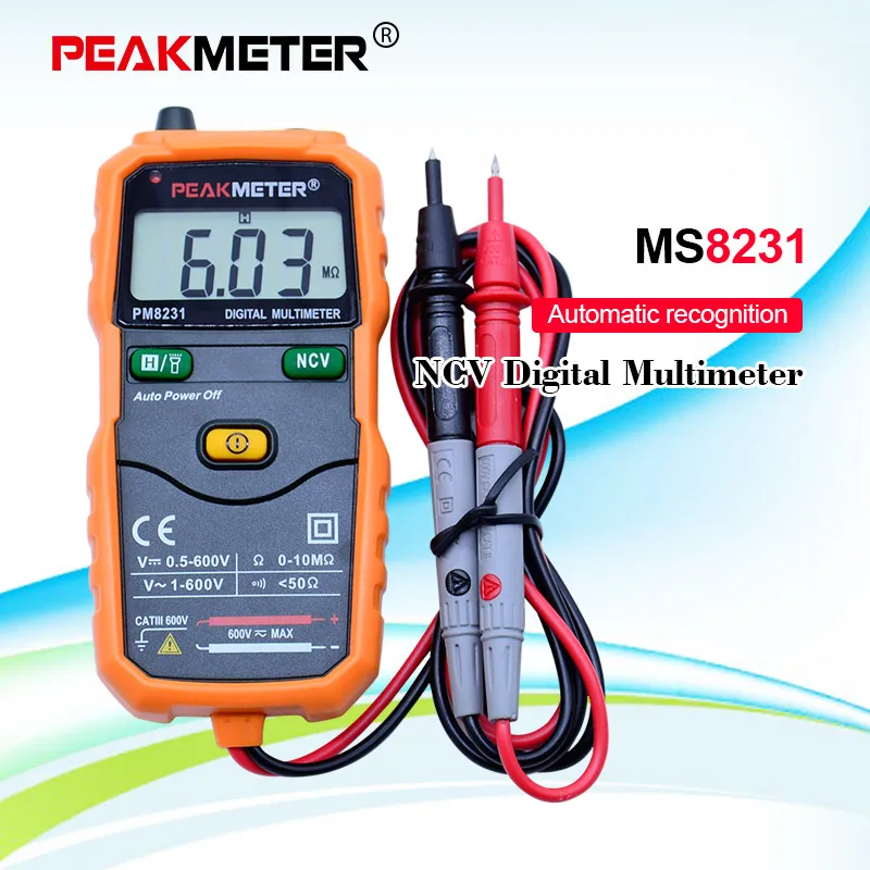 Мультиметр NCV PEAKMETER PM8231 интеллектуальный цифровой портативный мультиметр с
