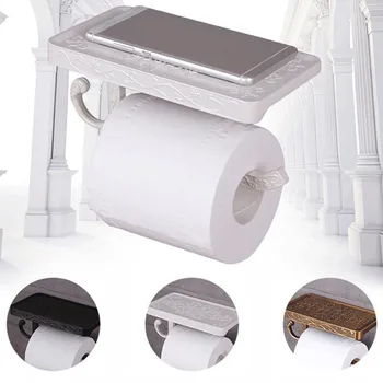 

Towel Rack Space Aluminum Wall Mounted Punching Tissue Holder Retro Mobile Phone Roll Holder Toilet Paper Holder #40