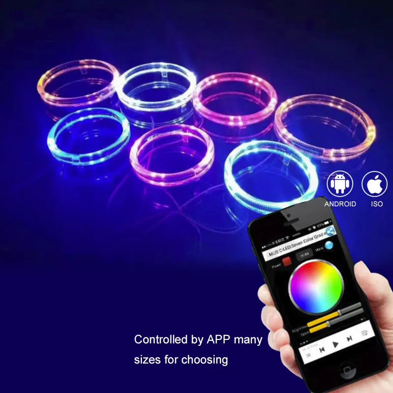 DERI автомобильный Стайлинг Ангельские Глазки RGB Освещение приложение управление Halo кольца светодиодный Bluetooth 3,0 дюймов красочные модифицированные украшения лампы