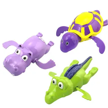 

3pcs Pool Wind Up Bath Toys Animals Turtle Hippo Crocodile Swimming Tub Bathtub Clockwork Play Toy Kid Educational Water Toys