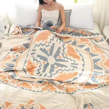 

WOSTAR Blankets for Beds Summer Six layers of Cotton Muslin Blanket modern fashion Bedspread Soft Adult Plaid Throw Blankets
