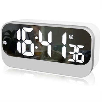 

Fashion-Led Digital Alarm Clock, Led Clock With Mirror Surface-Alarm Setting-Adjustable Brightness-Seconds Display, Bedside Desk