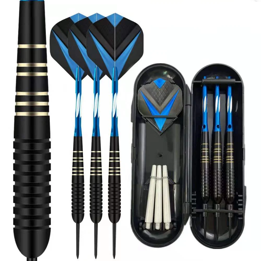 3pcs/set Professional Darts Free Carry Box 23g Total Length 16.5cm Black Golden Color Steel Tip Darts With Aluminum Shaft cyeelife 90% tungsten soft tip darts 16 18 20g set with carry case blue