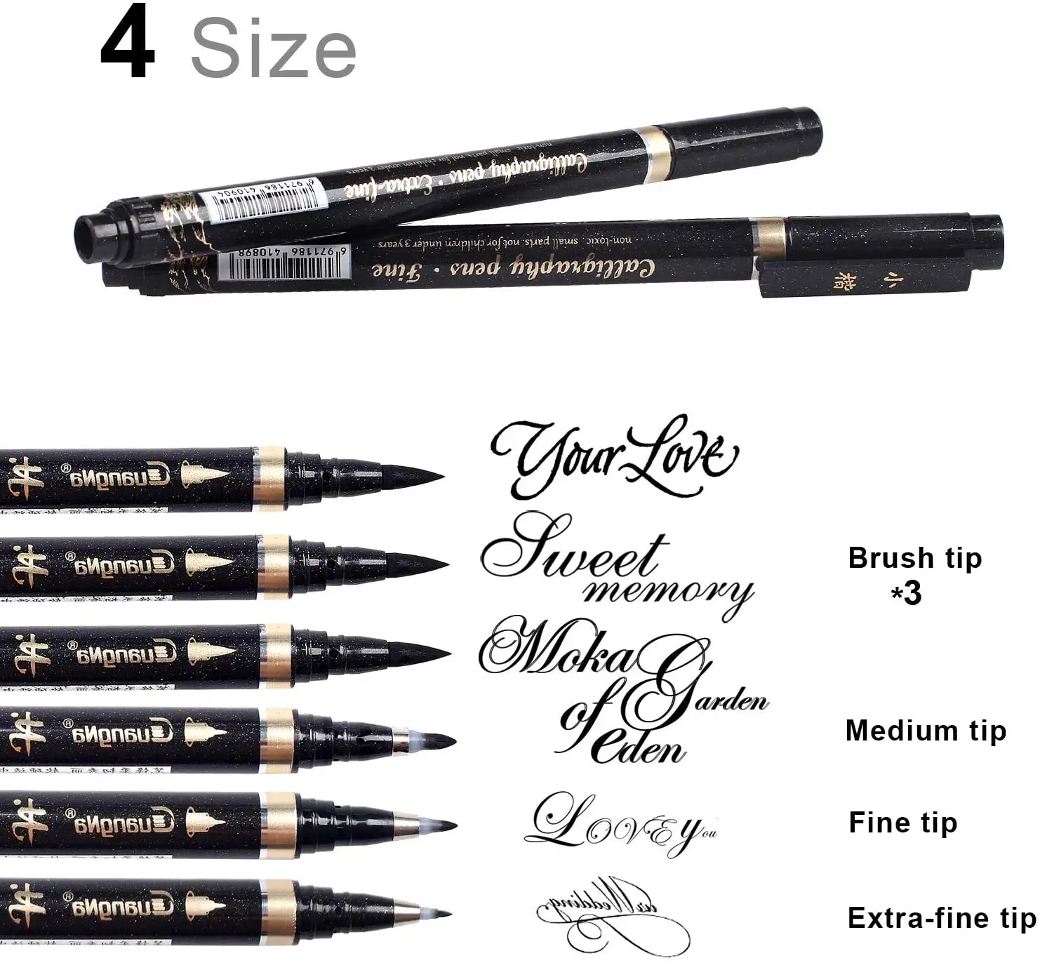 3/6PCS Dual Tip Pen Black Calligraphy Brush Pen Lettering Pens Art Marker  White Pen for