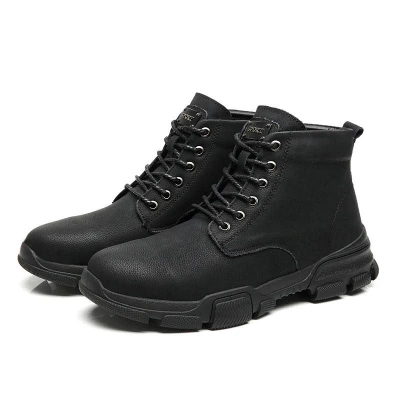 CEVABULE Winter Men's Genuine Leather Cowhide Martin Boots Wear-resistant Sports Casual Shoes Warm-keeping Shoes