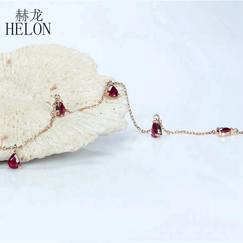 HELON, 18 К, розовое золото, AU750, 1.0ct, сертифицировано безупречно, натуральный рубин, для помолвки, для женщин, Трендовое, хорошее ювелирное изделие, ожерелья