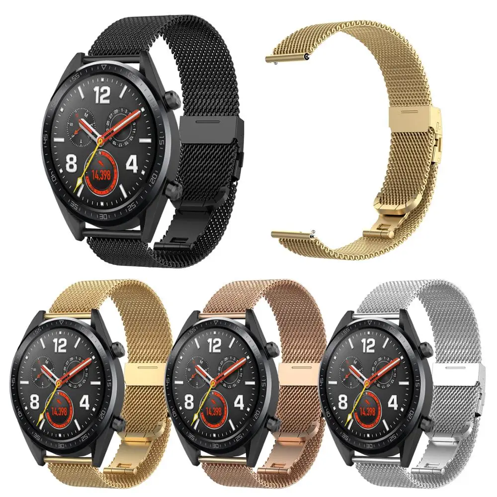 Металлический Миланский ремешок 46 мм 42 для HUAWEI WATCH GT 2/HUAWEI 2/HONOR Magic Smartwatch Браслет