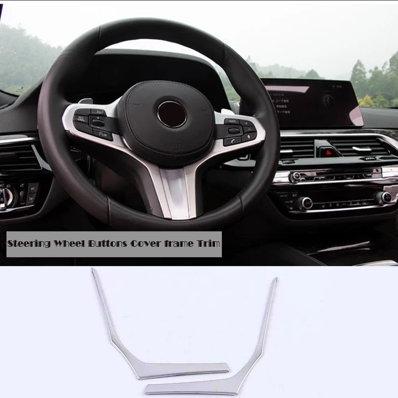 

stainless steel Steering Wheel Button Decorative Trim frame Cover Sticker Interior For BMW X5 G05 2019 2020 Car Accessories