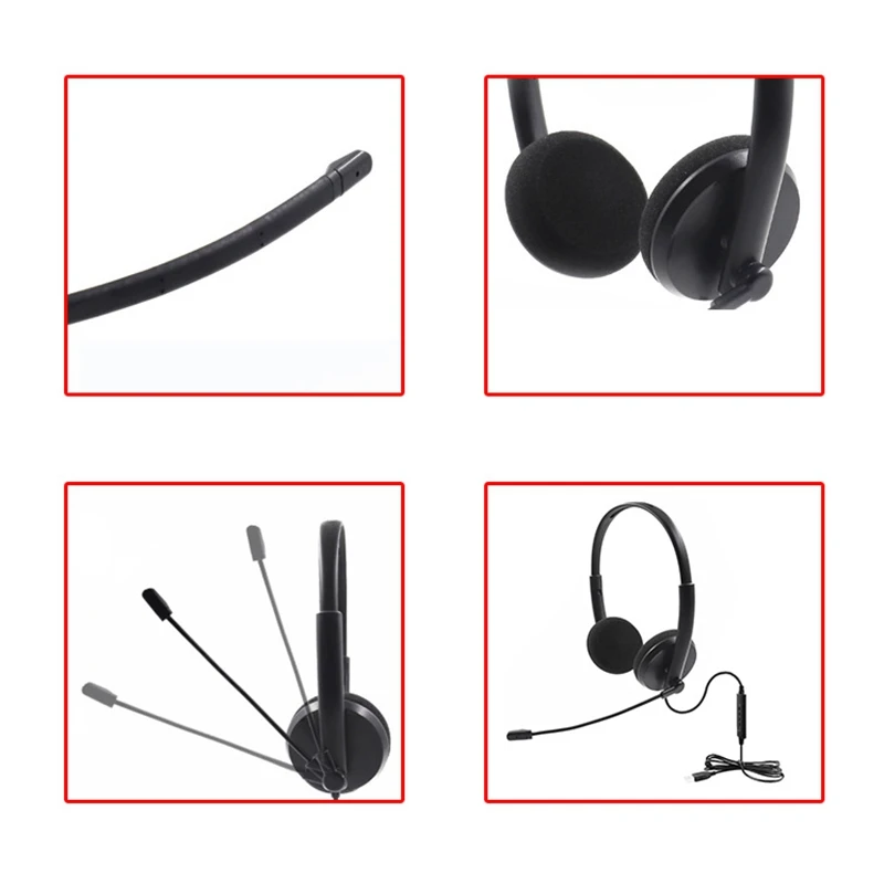 USB Call Center Headset with Noise Cancelling Mic for PC Home Office Phone Customer Service Plug and Play