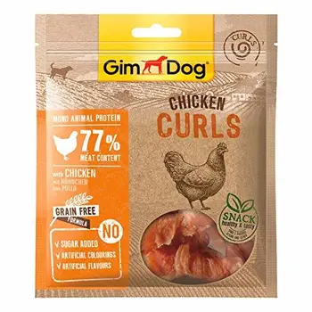 

GimDog Curls - Getrockneter Fleischsnack mit getreidefreier Formel und Mono-Protein für Hunde - 6 Packungen (6 x 55 g)