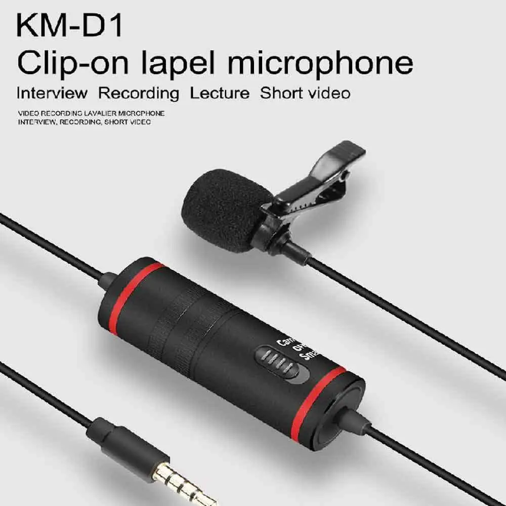 Km-d1 аудио-видео рекордер микрофон камера Микрофон лацкан конденсатор микрофон для Canon Nikon DSLR видеокамеры для IPhone X 7 Plus