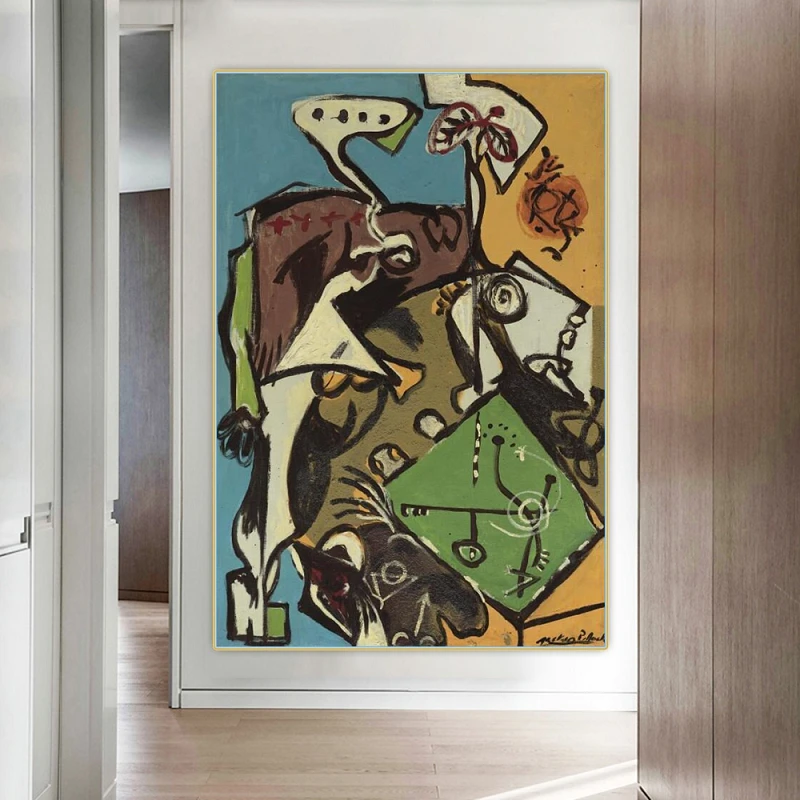 Jackson Pollock 》 белый Ангел абстрактная картина на холсте масляная живопись