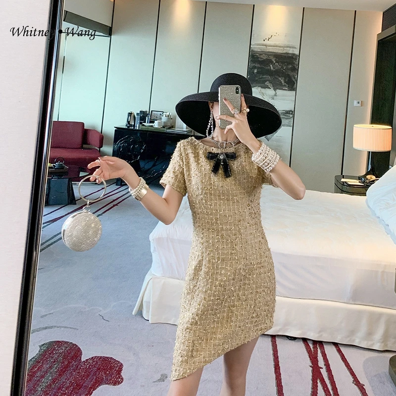 WHITNEY WANG осенне-зимнее модное уличная мини-платье с бантом и подолом, женское офисное платье