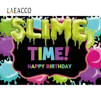 

Laeacco Baby Cartoon Colorful Slime Time Happy Birthday Party Pattern Kid Child Photographic Background Photo Backdrop Photocall