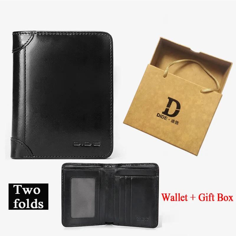 740 black and box DIDE, классический стиль, кошелек, натуральная кожа, мужские кошельки, короткий, мужской кошелек, держатель для карт, кошелек, мужской, модный, высокое качество, маленький, тонкий - Цвет: 740 black and box