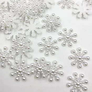 

50pcs 14MM White color Pearl Resin Snowflake Flatbacks Embellishments DIY Phone Christmas Decorations Scrapbooking Crafts