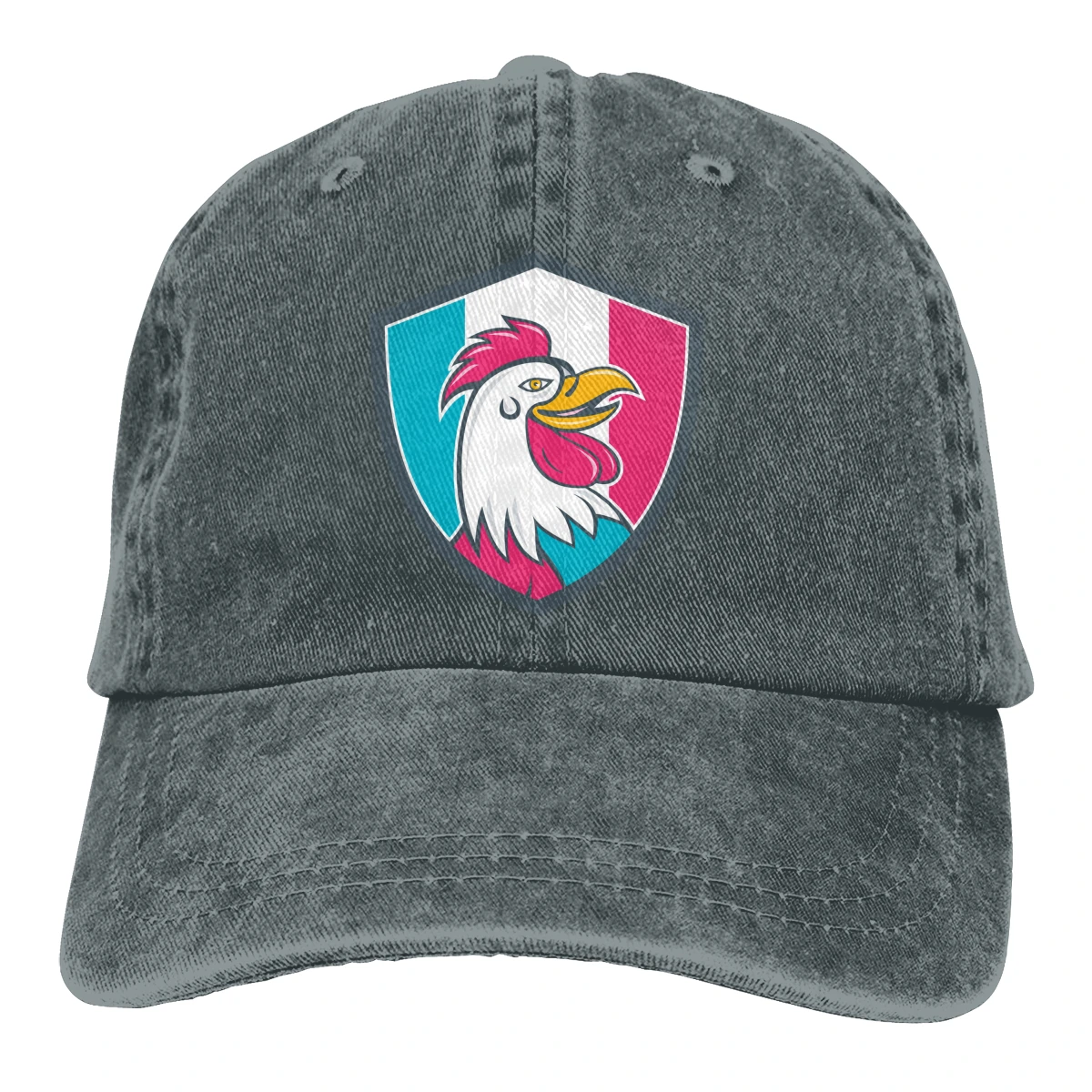 Французский петух Casquette черный унисекс Мужские Женские джинсовые бейсболка с ремешком кепки Регулируемый Гольф папа шляпа