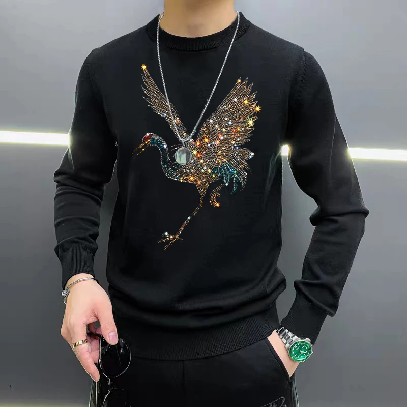 

European New Exquisite Hot Diamond Design Knit Pullover Classic Cashmere Clothing Couple Men's Sweater