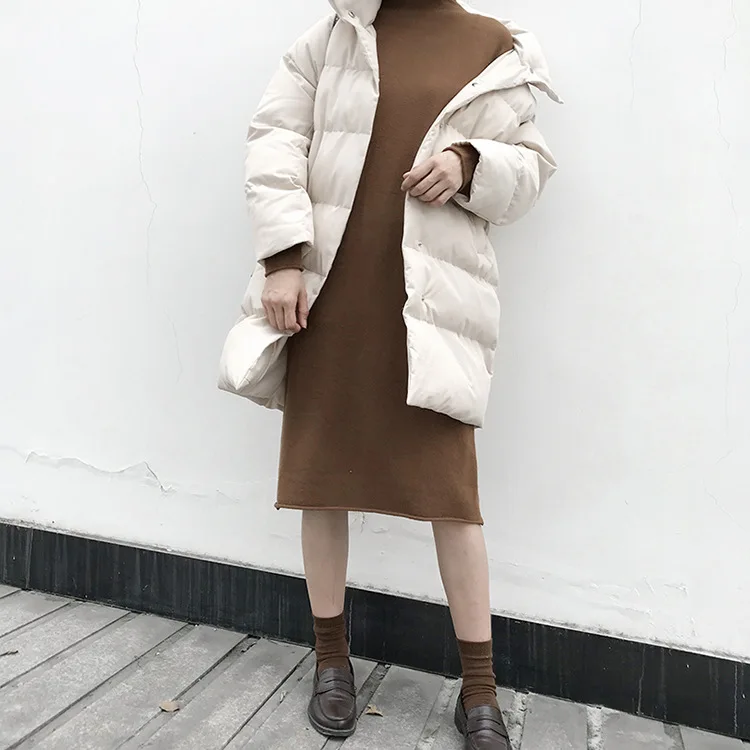 Пуховик на утином пуху, женская зимняя верхняя одежда, пальто, женский длинный Повседневный теплый пуховик, брендовая парка-85