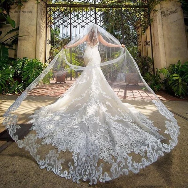 Luxury Cathedral Length Bridal Veils 3m/4m/5m Long Vestido De Noiva Longo Wedding  Veil Ivory Or White Bridal Veil - AliExpress