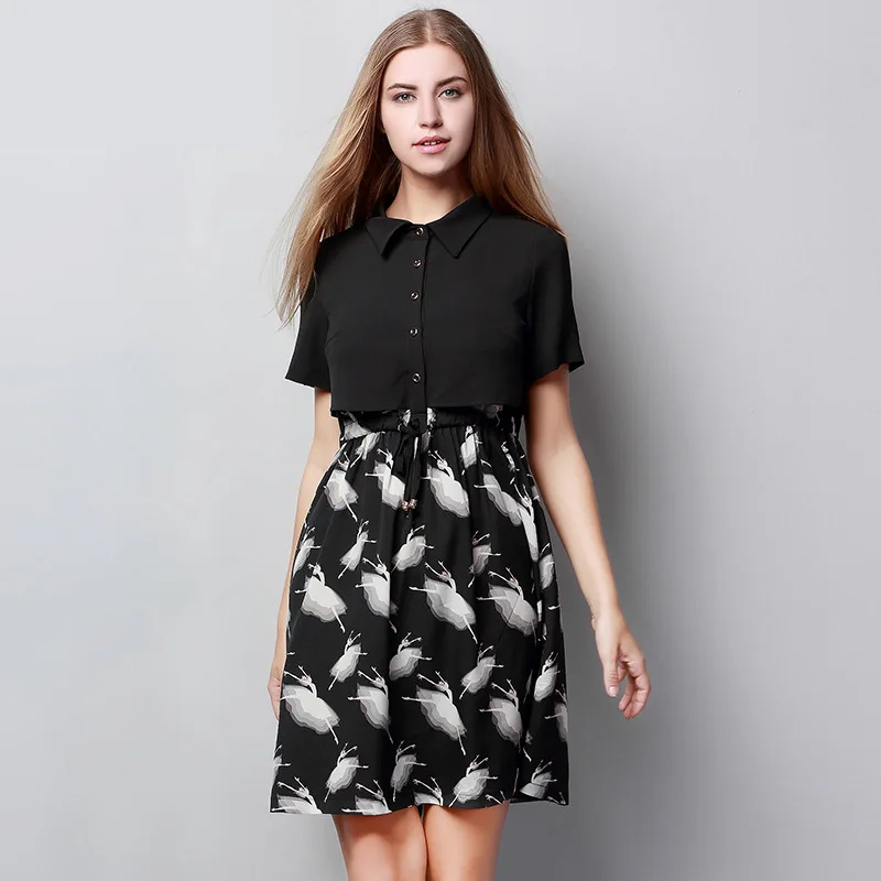 

[Limited Time Seckilling Rebate Does Not Change] 2019 Ozhouzhan Summer New Style Plus-sized Joint Chiffon Dress