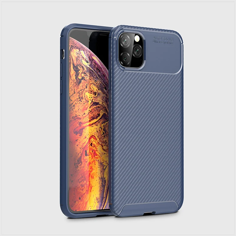 Carbon fiber pattern phone case for iphone 11 11pro max matte Anti-fall for iphone x xs xr max 7 8 6 plus s Carbon fiber cover - Цвет: blue