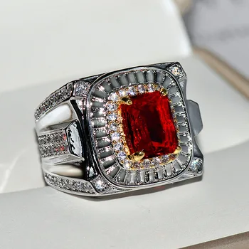

Origin Natural 1.5 Carat Ruby Gemstone with Mini Diamond Jewelry Real 14 K White Gold Ring for Women Hiphop/Rock Rings Jewelry