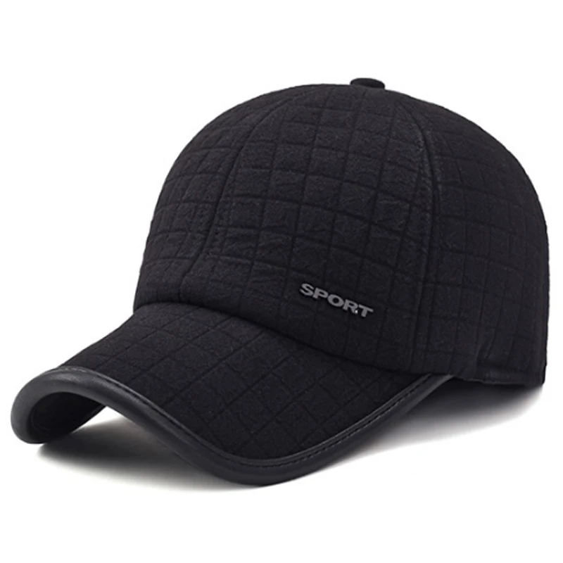 Хлопковая темно-синяя Удобная теплая утолщенная Кепка Snapback 1 шт. для мужчин с ушанками серая Черная мягкая бейсбольная кепка регулируемая