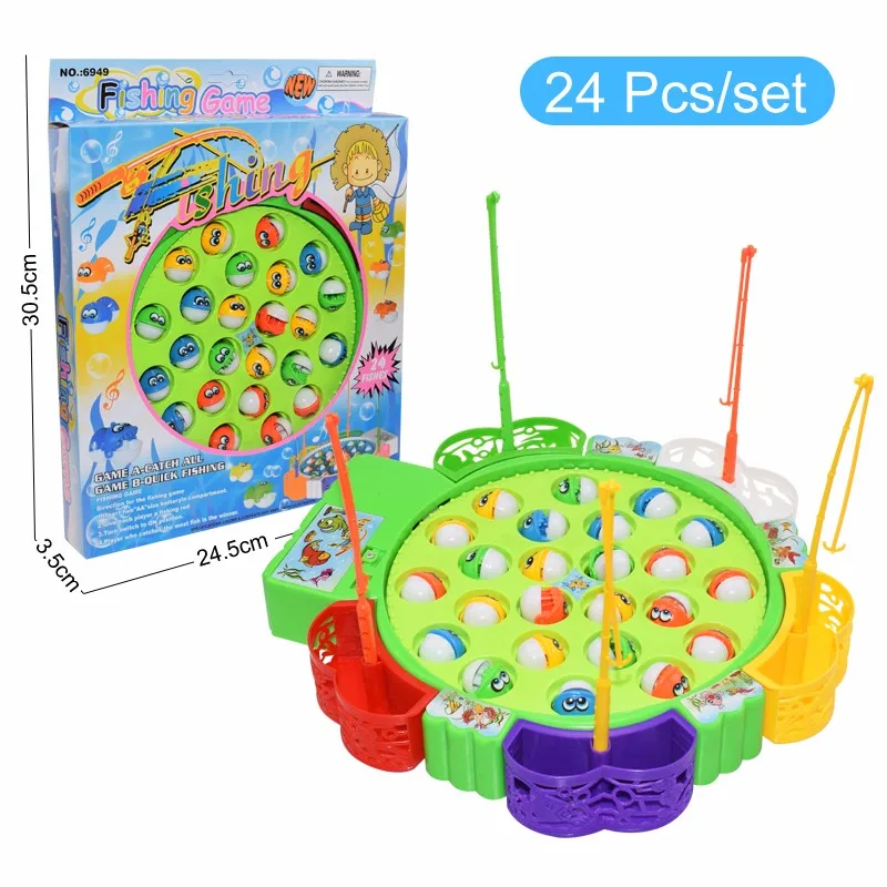 Kids Fishing Toys Electric Rotating Fishing Play Game Musical Fish Plate Set Magnetic Outdoor Sports Toys for Children Gifts 6