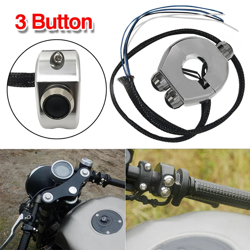 

ZXMT Motorcycles Scooter Alunimun M-Switch 3 Push Button Cafe Racer 7/8'' Handlebar Control ON-OFF Light Switch For KTM Suzuki