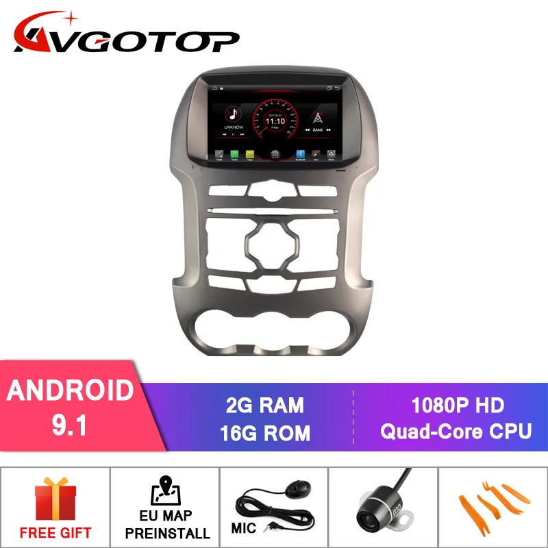 AVGOTOP Android 9 автомобильный wince Радио DVD плеер для FORD RANGER 2G 16G MP3 MP4 Bluetooth gps мультимедиа автомобиля - Цвет: Android 9