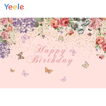 

Spring Flower Butterfly Pink Newborn Baby Shower Princess Birthday Backdrop Photography Background For Photo Studio Photophone