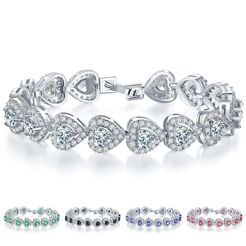 Шарм в форме сердца циркониевый в виде льда Серебряный медный материал браслеты и браслеты для женщин модные вечерние ювелирные изделия элегантность дамы подарок