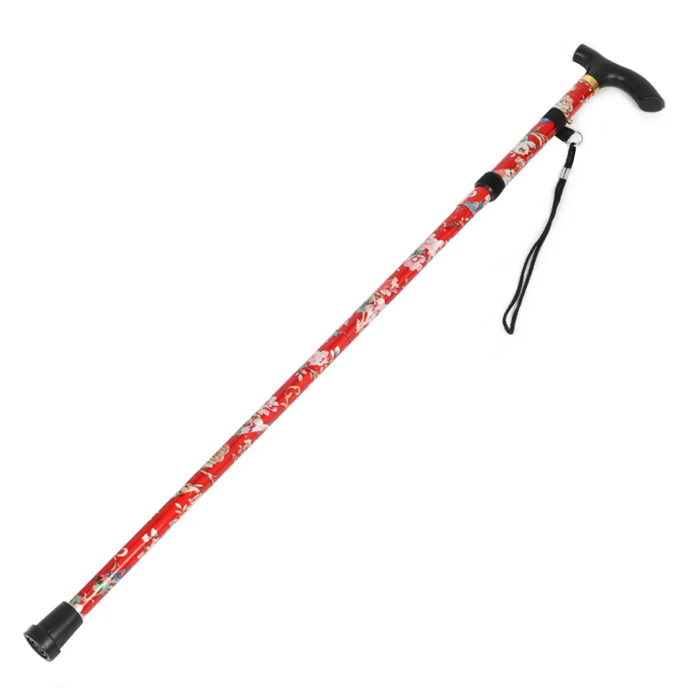 Cane Elderly Stick Camp Holiday Necessities Aluminium Metal T Handle Retractable Walking Trekking Pole Walking Stick Portable
