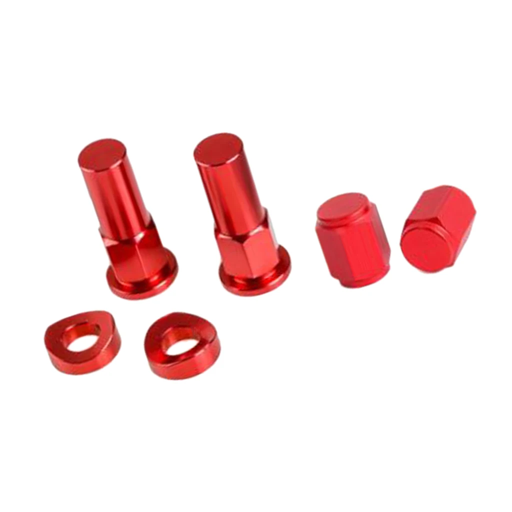 12 X Aluminium CNC Tire Valve Stem Caps & Rim Lock Nut Washer Anodised - Red