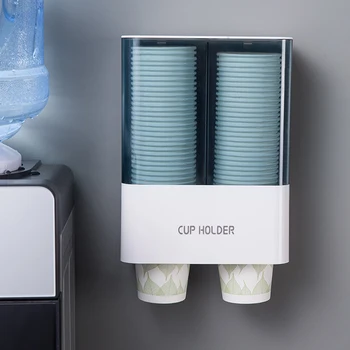 

ABS Dustproof Remover Space Saving Holder Disposable Cup Dispenser Automatic Wall Mounted Pull-type Self Adhesive Double Tube