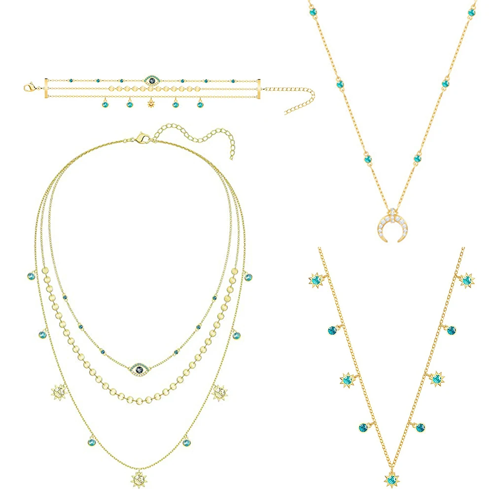 

NEW Last Summer Bohemian Style Exquisite Necklace Devil's Eye Three Layer Women's Clavicle Chain Gold Plated High Quality Jewelr