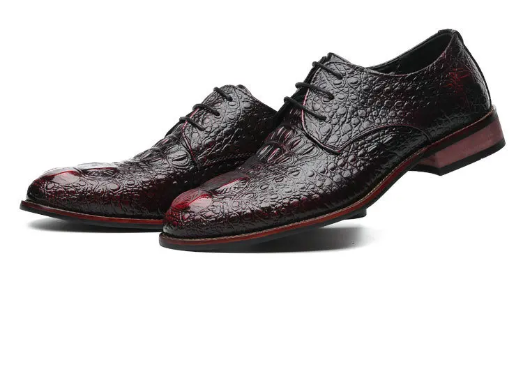 Модная мужская кожаная обувь Оксфорд с узором «крокодиловая кожа» Мужские модельные туфли с острым носком деловые свадебные туфли A11-91Z